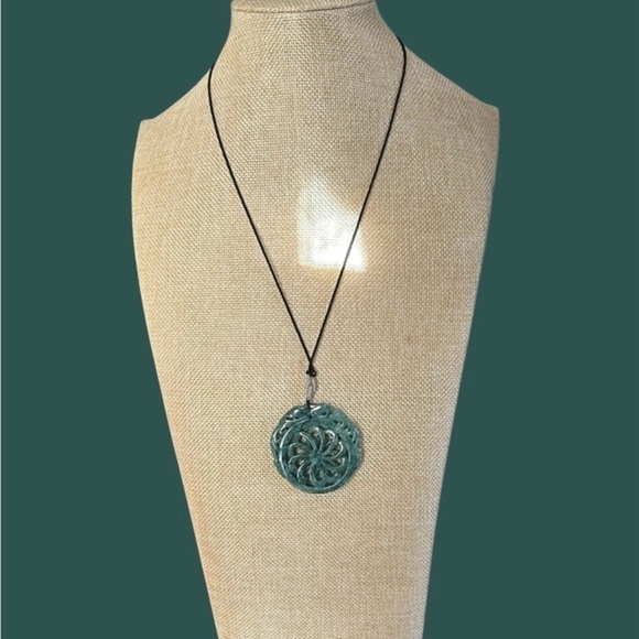 Jade Medallion Adjustable Cord Necklace - Picture 3 of 8